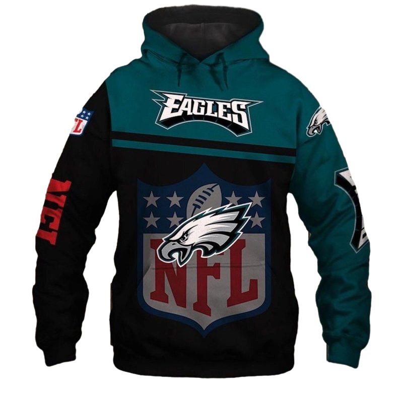 Philadelphia Eagles Logo Football 3D Hoodie All Over Printed