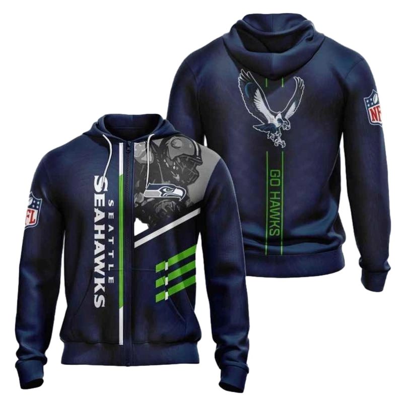 Philadelphia Eagles Logo Go Hawks 3D Hoodie All Over Printed