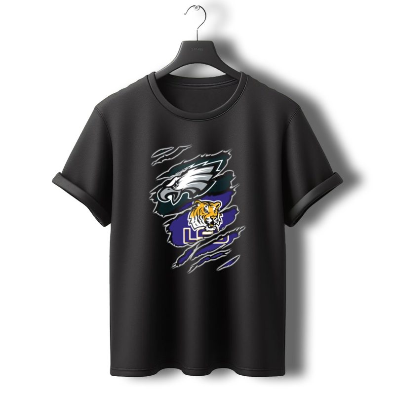 Philadelphia Eagles Lsu Tigers Ripped T Shirt T Shirt 0 1