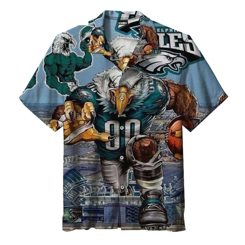 Philadelphia Eagles Majestic Mascot Beachfront Hawaiian Shirt 1