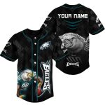 Philadelphia Eagles Mascot Black Pattern Baseball Jersey