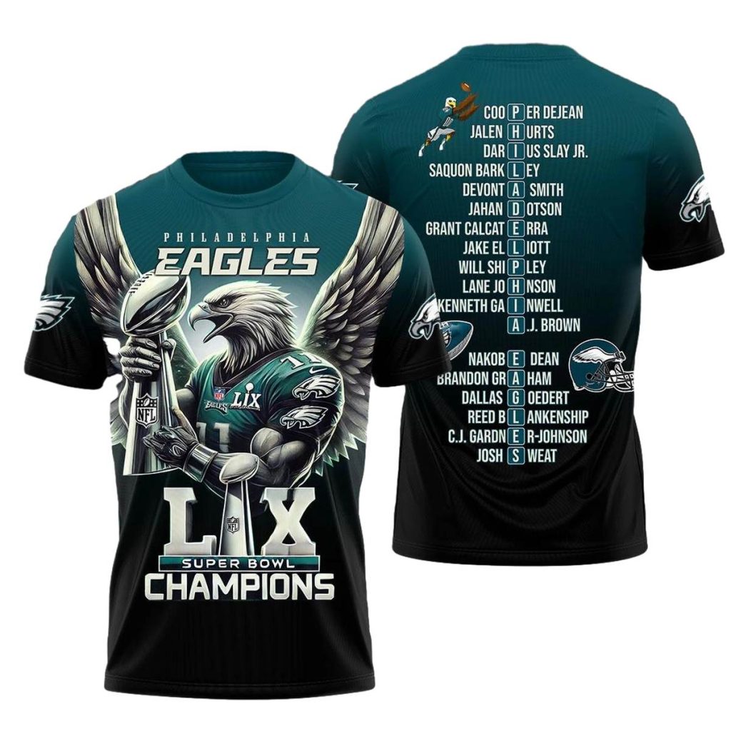 Philadelphia Eagles Mascot Hold Cup Name Players Aop Tshirt