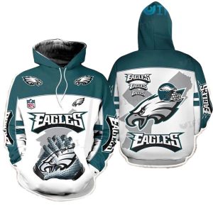 Philadelphia Eagles Mens All Over Print Hoodie Football Helmet Gloves All Over Print Hoodie