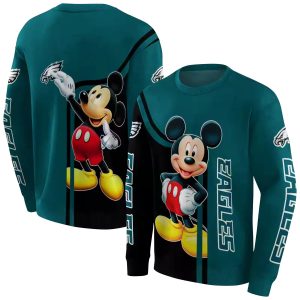 Philadelphia Eagles Mickey Mouse Green Black AOP Sweatshirt