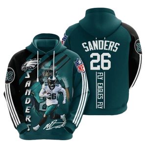 Philadelphia Eagles Miles Sanders 26 Fly Eagles Fly All Over Print Hoodie