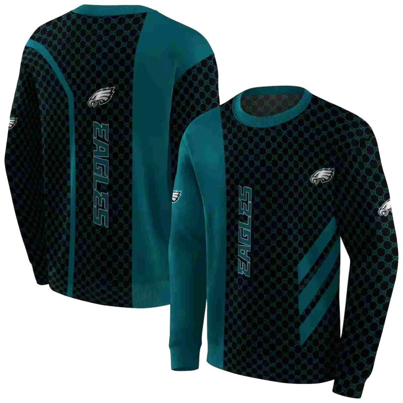 Philadelphia Eagles Monogram Pattern Green Aop Sweatshirt 1