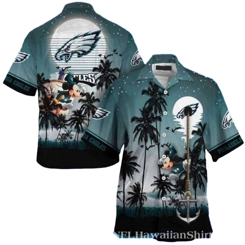 Philadelphia Eagles Moonlight Mickey Tropics Hawaiian Shirt 1