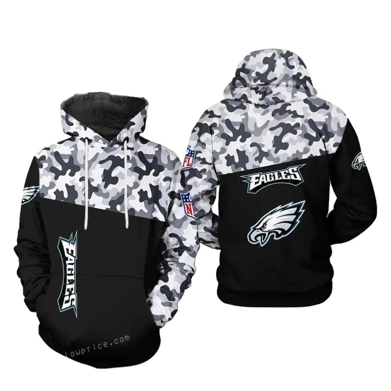 Philadelphia Eagles Nfl Camo Veteran Team 3D All Over Print Zip Up Hoodie 1