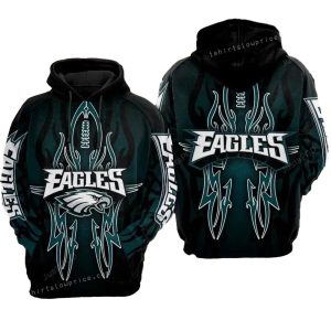 Philadelphia Eagles Lovely Logo Football All Over Print Hoodie