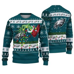 Philadelphia Eagles Grinch Hand Ugly Sweater