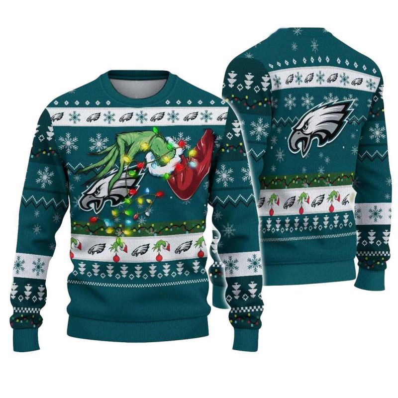 Philadelphia Eagles Nfl Grinch Christmas Ugly Sweater2B1 Vdc8X