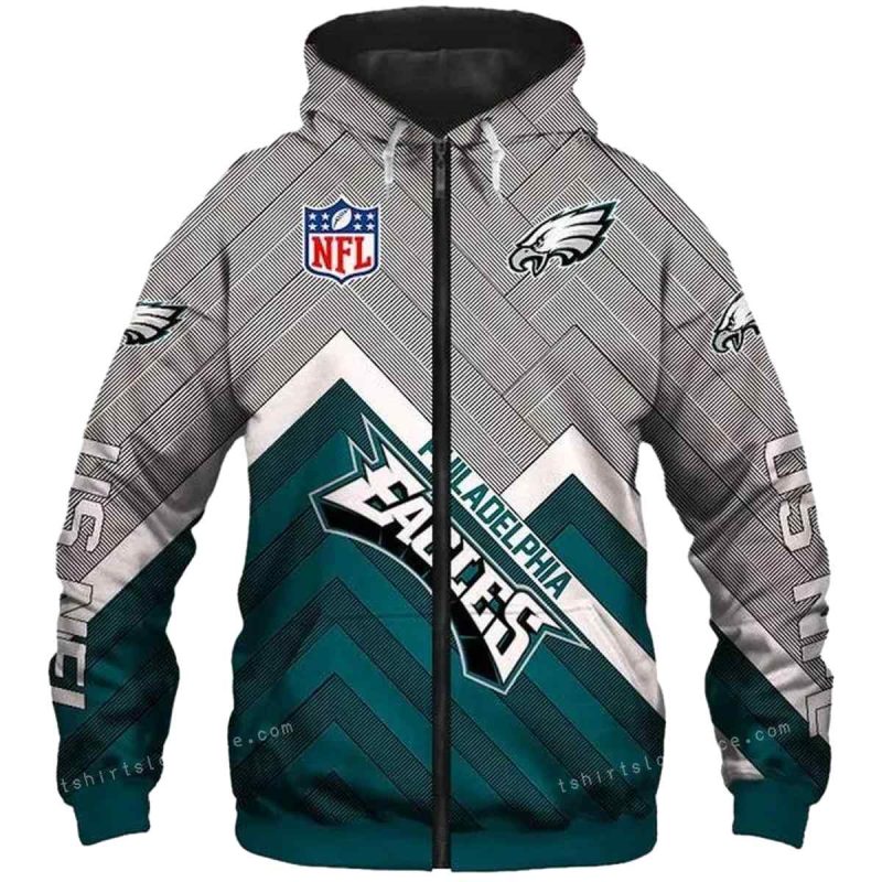 Philadelphia Eagles Nfl Rugby Team 3D Hoodie All Over Print Zip Up 1