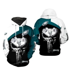 Philadelphia Eagles Punisher Skull Team All Over Print Hoodie