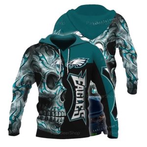 Philadelphia Eagles Skull Tatoo All Over Print Hoodie