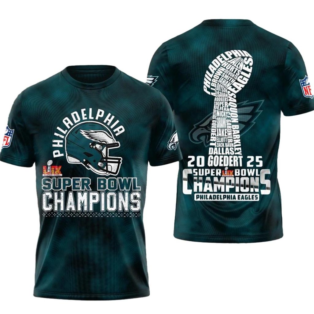 Philadelphia Eagles Names Of Shapes Champions Aop Tshirt