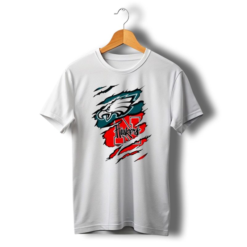 Philadelphia Eagles Nebraska Cornhuskers Crossover T Shirt T Shirt 1 1