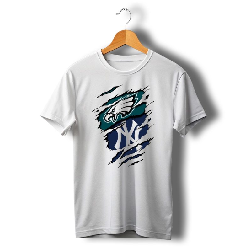 Philadelphia Eagles New York Yankees Fan Crossover T Shirt T Shirt 1 1