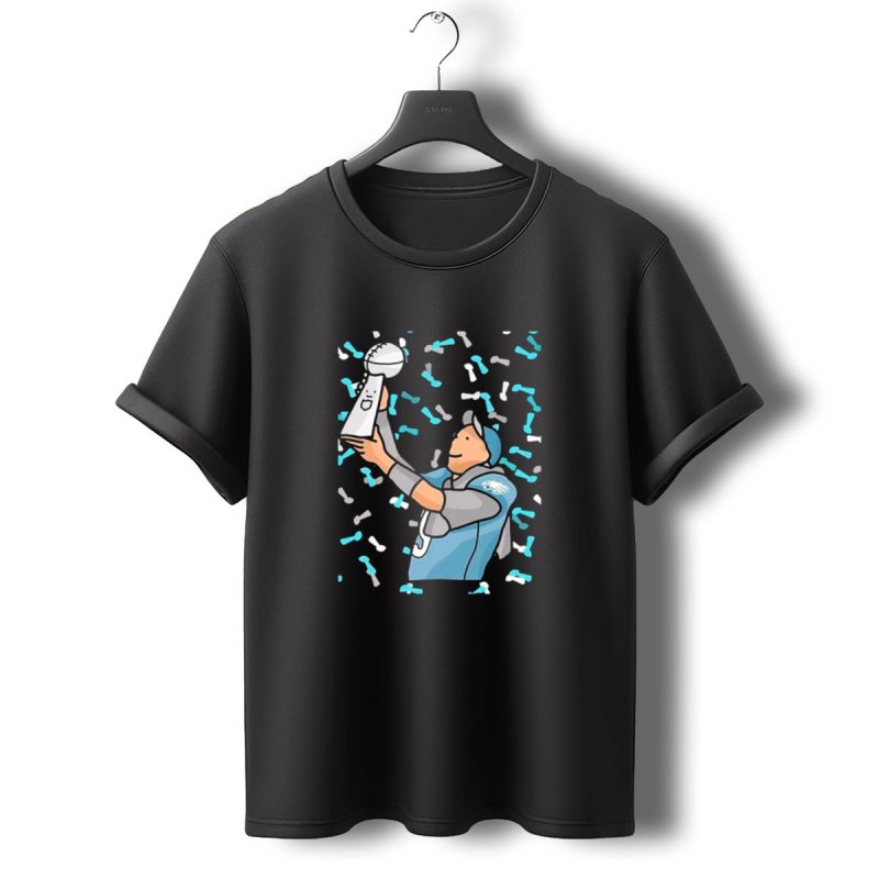Philadelphia Eagles Nick Foles Super Bowl Trophy Celebration Cartoon T Shirt T Shirt 0 1