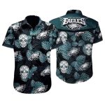 Philadelphia Eagles Nightshade Skulls Palm Leaves Hawaiian Shirt