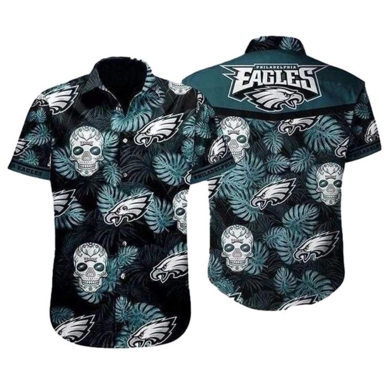 Philadelphia Eagles Nightshade Skulls Hawaiian Shirt 1