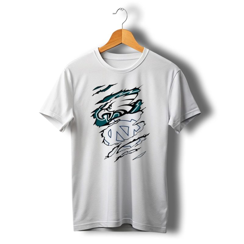 Philadelphia Eagles North Carolina Tar Heels Logo Fusion T Shirt T Shirt 1 1