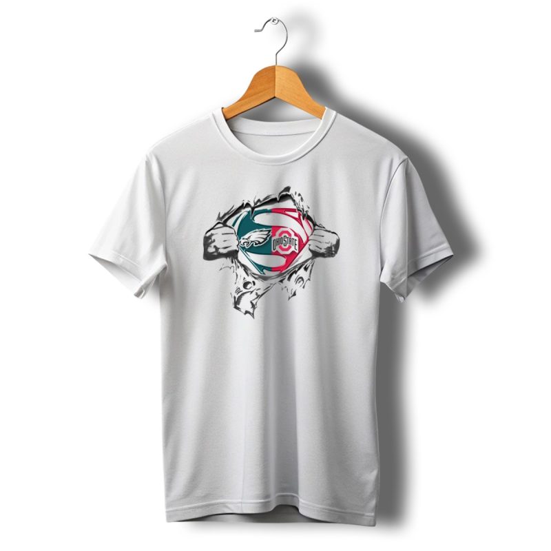 Philadelphia Eagles Ohio State Buckeyes Super Man Logo Mashup T Shirt T Shirt 1 1