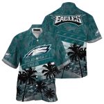 Philadelphia Eagles Palm Shadows Beachside Coconut Hawaiian Shirt