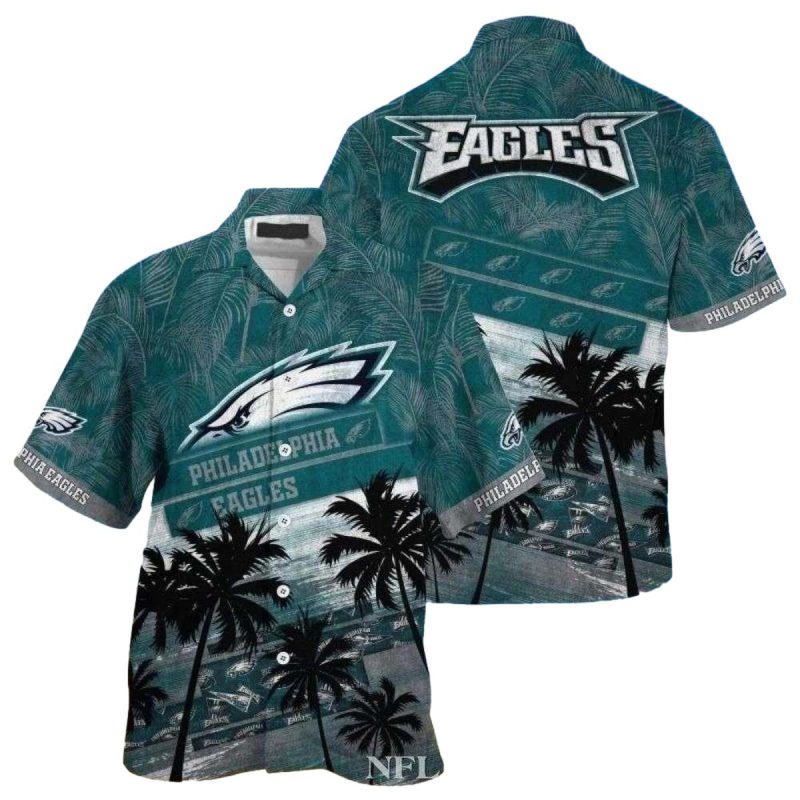 Philadelphia Eagles Palm Shadows Beachside Hawaiian Shirt 1