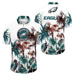 Philadelphia Eagles Palm Tree White Aloha Hawaiian Shirt
