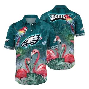 Philadelphia Eagles Paradise Flight Flamingo Hawaiian Shirt