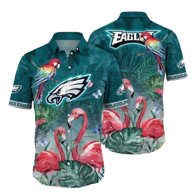 Philadelphia Eagles Paradise Flight Flamingo Hawaiian Shirt 1