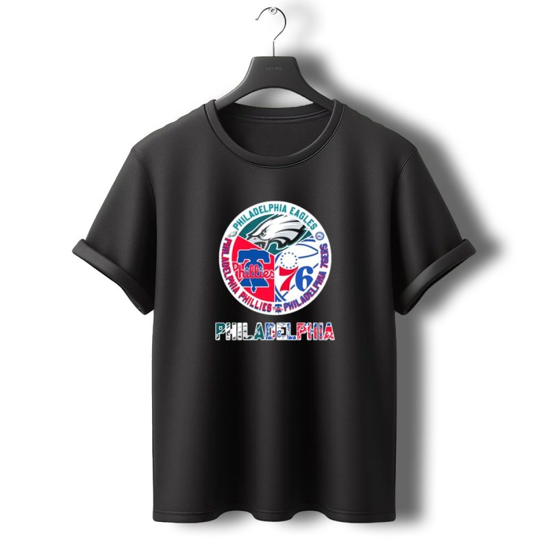 Philadelphia Eagles Phillies 76Ers Circular Emblem T Shirt T Shirt 0 1