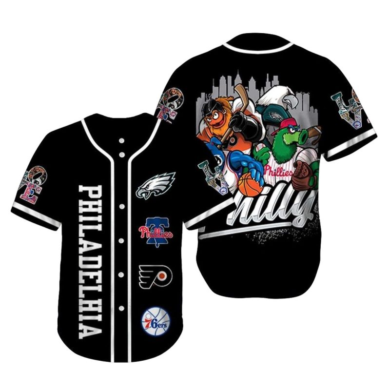 Philadelphia Eagles Phillies Flyers 76Ers Philly Baseball Jersey 1