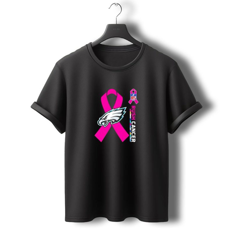Philadelphia Eagles Pink Ribbon Rush Cancer T Shirt T Shirt 0 1