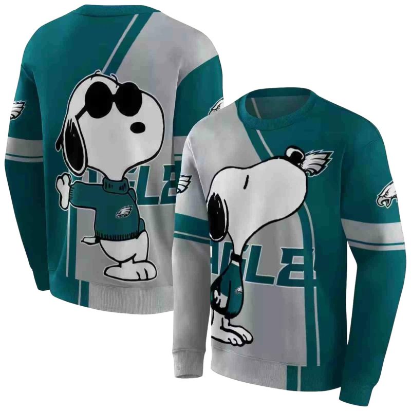 Philadelphia Eagles Playful Snoopy Green Aop Sweatshirt 1