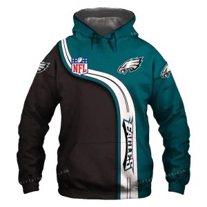 Philadelphia Eagles Logo Black Dark Green All Over Print Hoodie
