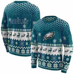 Philadelphia Eagles Reindeer Motif Green AOP Sweatshirt