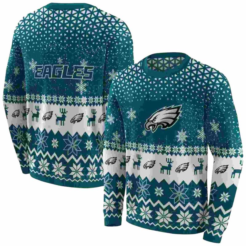 Philadelphia Eagles Reindeer Motif Green Aop Sweatshirt 1