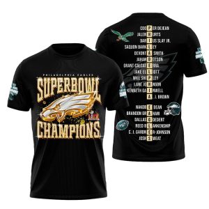 Philadelphia Eagles SB Champions 2025 Gold Logo AOP T-Shirt