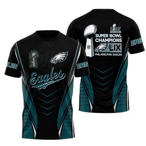 Philadelphia Eagles SB Champions LiX Black And Green AOP T-Shirt