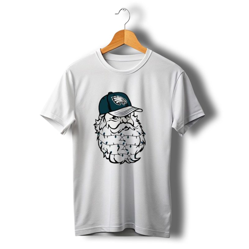 Philadelphia Eagles Santa Hat Christmas Lights Beard T Shirt T Shirt 1 1