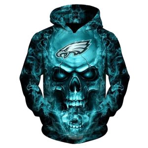 Philadelphia Eagles Lava Skull All Over Print Hoodie