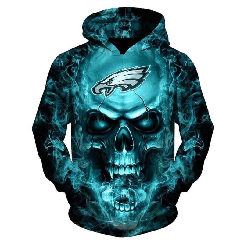 Philadelphia Eagles Skull 3D Hoodie Unique Eagles Gift 1