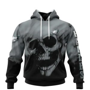 Personalized Philadelphia Eagles Skull Black All Over Print Hoodie