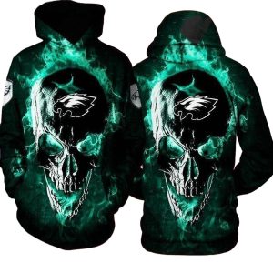 Philadelphia Eagles Skull Light Art Football All Over Print Hoodie