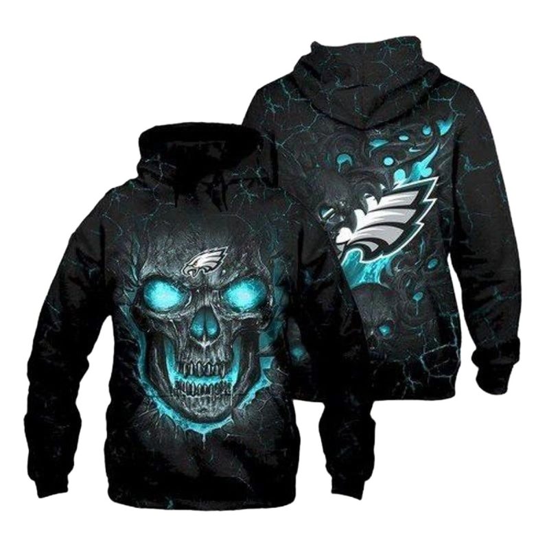 Philadelphia Eagles Skull Tr1108 3D Hoodie All Over Printed