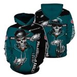 Philadelphia Eagles Skull With Cap All Over Print Hoodie