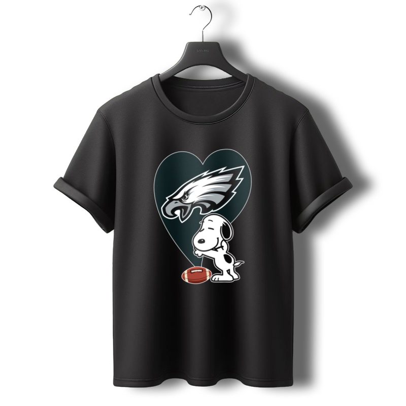 Philadelphia Eagles Snoopy Football Heart Hug T Shirt T Shirt 0 1