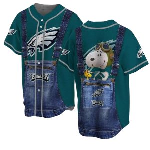 Philadelphia Eagles Snoopy Pilot Cosplay Baseball Jersey