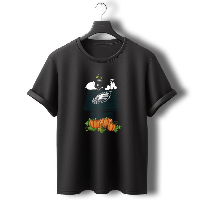 Philadelphia Eagles Snoopy Pumpkin Doghouse T Shirt T Shirt 0 1